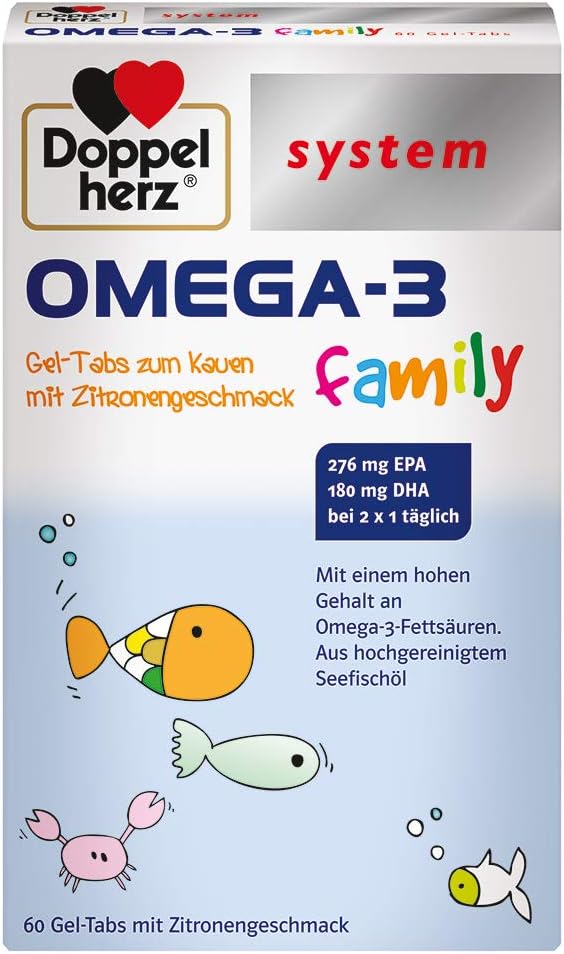 Doppelherz System Omega-3 family Gel-Tabs zum Kauen mit Zitronengeschmack